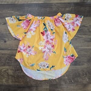 Floral Off-Shoulder Yellow Top